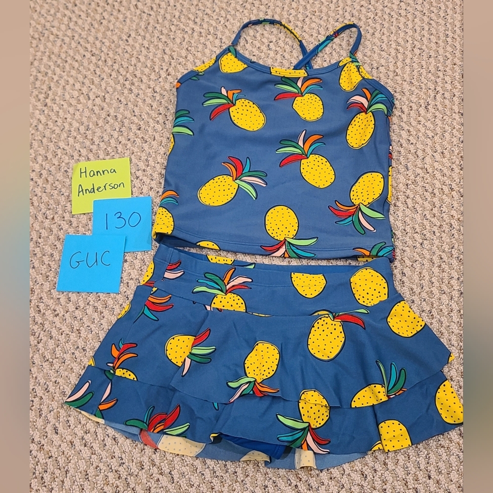 Hanna Andersson Blue Pineapple Tank and Skirt Set